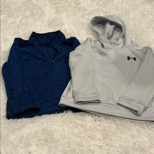 Under Armour Kids Navy Quarter-Zip and Light Gray Hooded Pullover